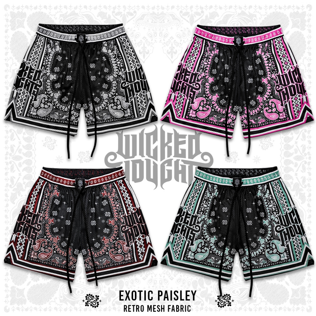 กางเกงบาสขาสั้น Badz WICKED PAISLEY COLLECTION มีไซส์ใหญ่