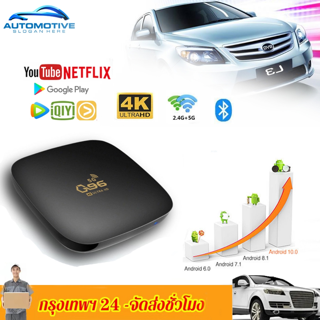 Android box Q96 กล่อง android tv กล่องทีวี แอนดรอยด์ box รถยนต์ RAM 8G+ROM 128GB Wifi รองรับ 5G กล่อ