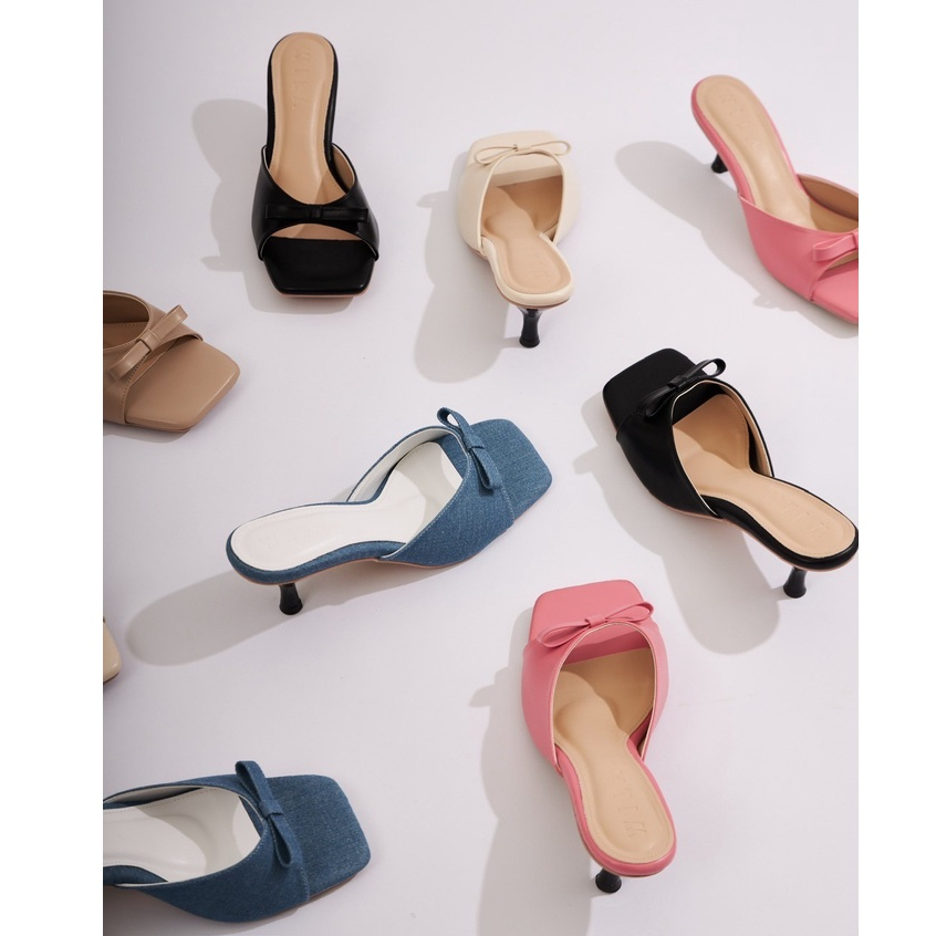 [ แจกโค้ดลดในไลฟ์]25twentyfives - ( B3 ) รองเท้าแต่งโบว์ส้นเข็ม สูง2นิ้ว wila shoes