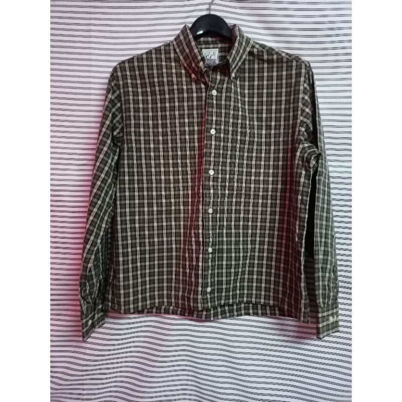 dd204 FG เสื้อเชิ้ตลายสกอตผ้าคอตตอนมือสอง รอบอก 42