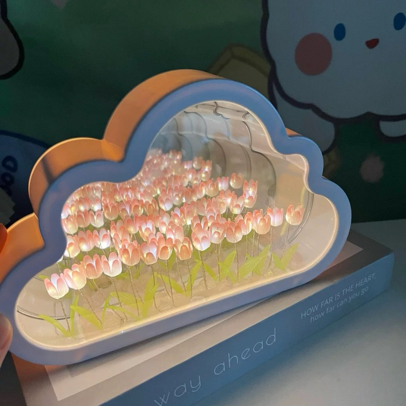 พร้อมส่งในไทย โคมไฟกระจกทิวลิป งานDIY (ร้านประกอบเอง12ดอก) (ลูกค้าประกอบเอง16ดอก)