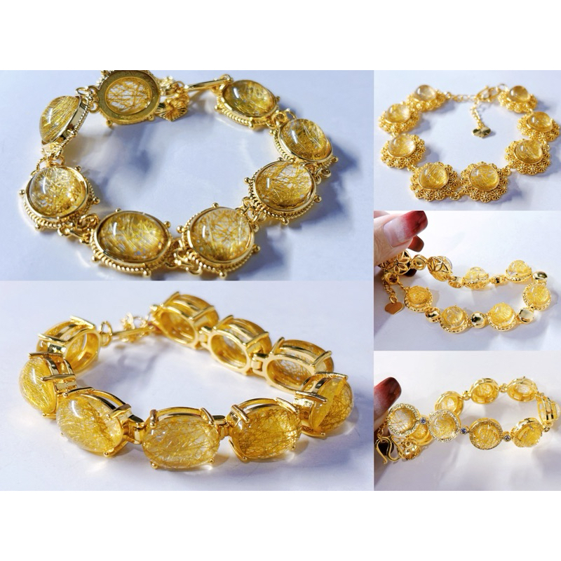 เทียม หินไหมทอง ทอง 24k สร้อยข้อมือมงคล กำไลไหมทอง