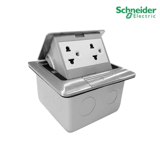 Schneider ชุดเต้ารับฝังพื้นอลูมิเนียม พร้อมกล่องฝัง + เต้ารับคู่ 3 ขา ขนาด 3 ช่อง รุ่น S-Flexi