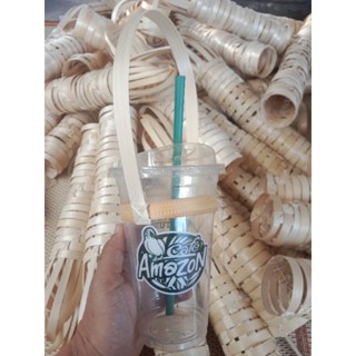 หูหิ้วไม้ไผ่📮1แพค100ชิ้น(แก้วสตาร์บักส์ 16-22 ออน ปากกว้าง 9…