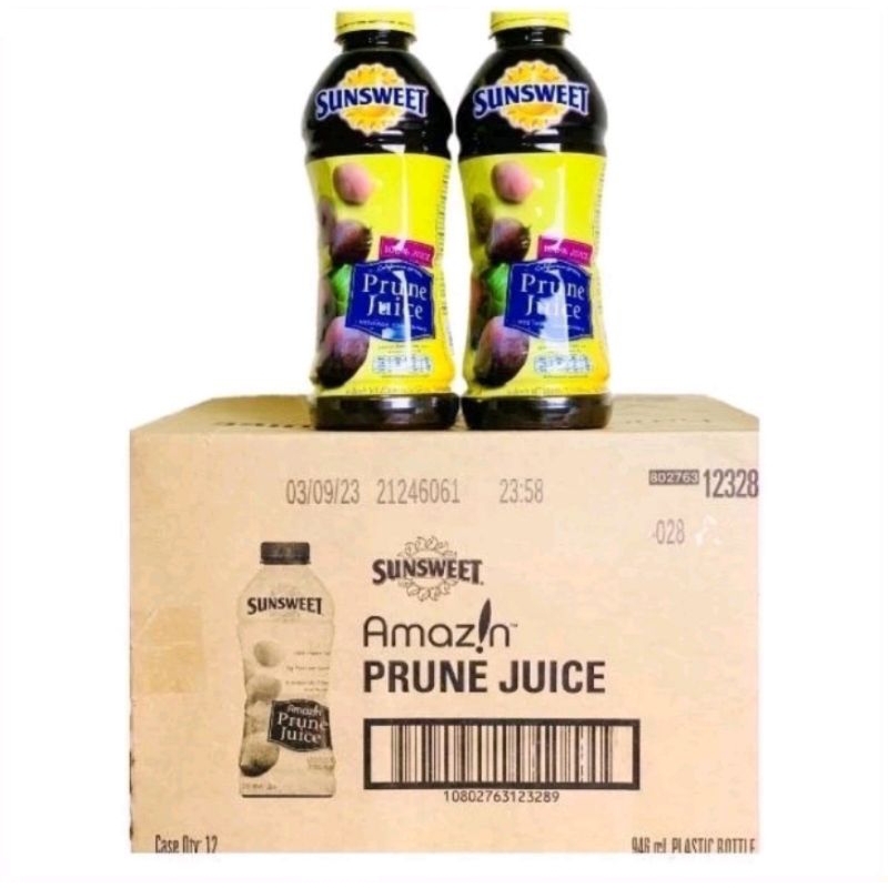 น้ำลูกพรุน (ยกลัง12ขวด) SunSweet Prune Juice น้ำลูกพรุนสกัดแท้100% ขวดใหญ่946มล.