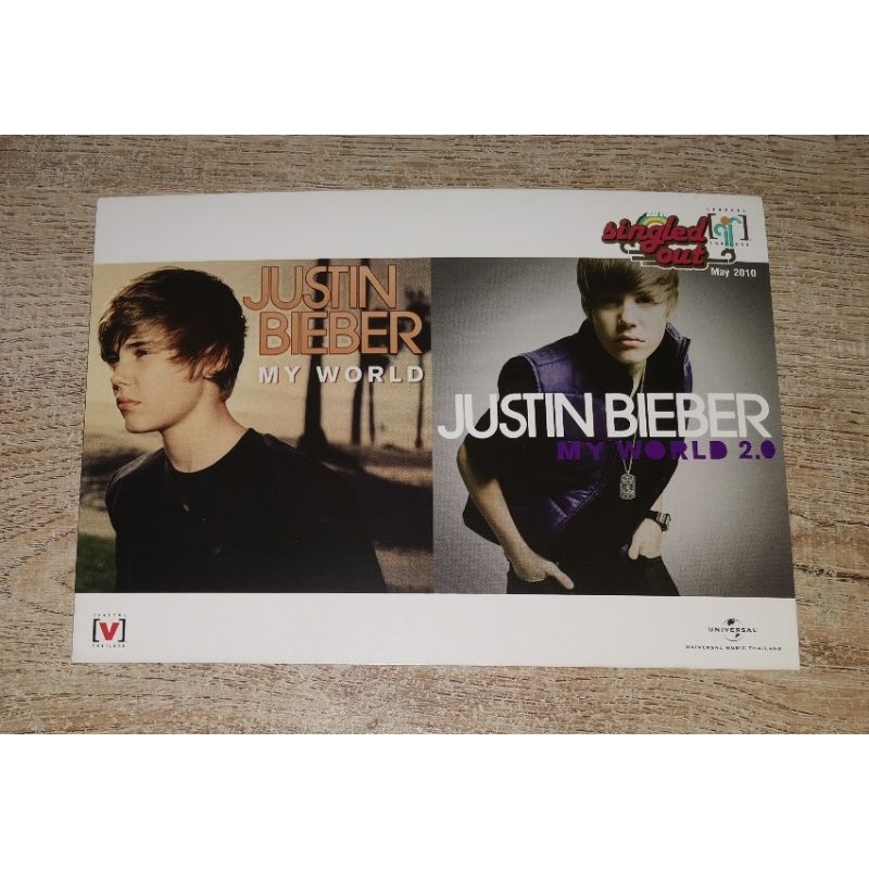 Justin Biber โปสการ์ด Promo Postcard My World / My World 2.0 Channel [V] / Not CD ไม่ใช่ ซีดี