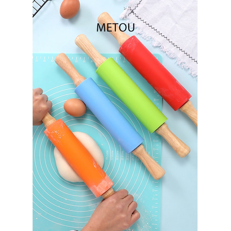 เครื่องมือครัว, หมุดกลิ้งซิลิโคน, ที่จับ, ลูกกลิ้งในครัวเรือน, ไม่ติด, เกี๊ยว, แป้ง, นวด, เครื่องมือทําขนม