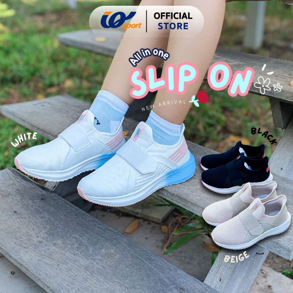 IQ SPORT รองเท้าผ้าใบผู้หญิงเพื่อสุขภาพมีเทปแปะรัดหน้าเท้า (Slip-On) รหัสDD6-KI2229L
