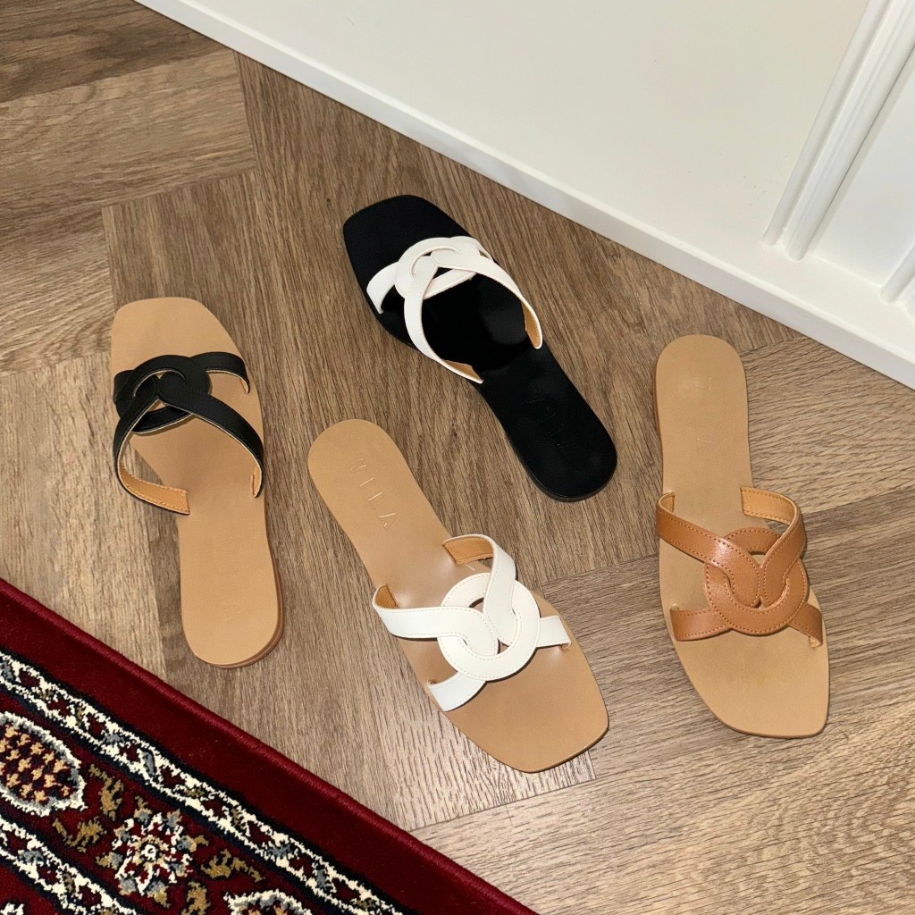 (รุ่น ป-2) - Wila shoes l รองเท้าแตะสวม ส้นแบน สายไขว้สไตล์มินิมอล กดสั่งได้เลยค่า