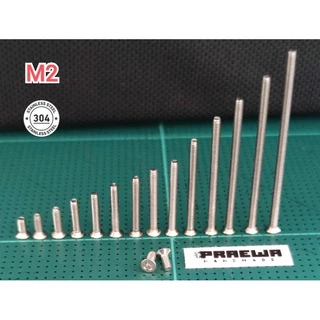 [ส่งถูก!!] น็อตตัวผู้ M2 หัวเทเปอร์ หัวจม สแตนเลส 304 ขนาด 5-60mm สำหรับรถทามิย่า - Mini4WD M2 Counter Sink 5-60mm SS304