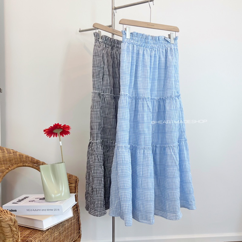 (A18) Heartmade - Zakka Skirt (สินค้าพร้อมส่ง) กระโปรงลายสก๊อตต่อระบายพร้อมซับใน