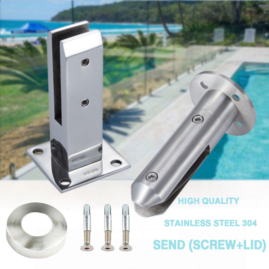 เสาบันได 304 Stainless เสาราวกระจก เสายึดบันได แถมพุกและฝาครอบ ทุกต้น
