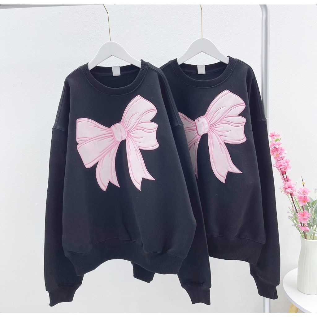 RONRON RIBBON BLACK SWEATSHIRT