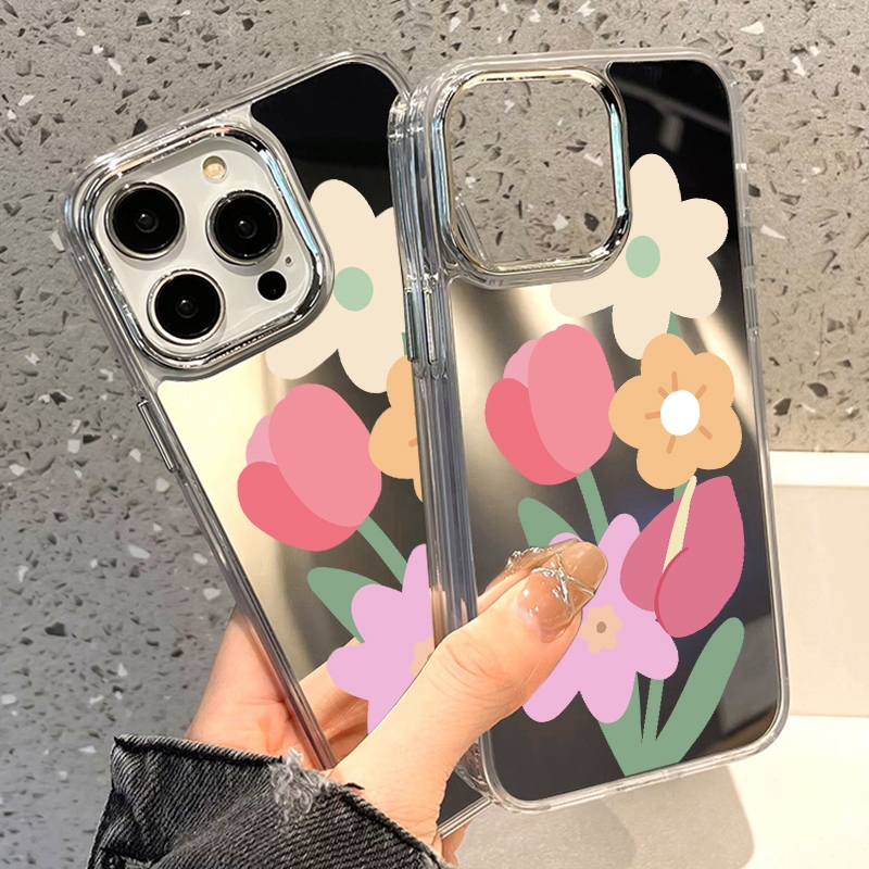 หุ้นไทย COD เคสกระจกแต่งหน้า for iPhone 11 14 15 Pro Max 15 Plus 13 12 11 Pro Max ฝาหลังโทรศัพท์คุณภาพสูงทาสีหรูหรา