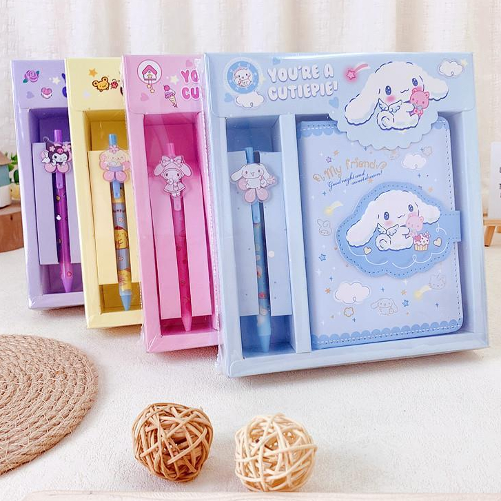 สมุดโน๊ตไดอารี่ Sanrio น่ารัก พร้อมปุ่มแม่เหล็ก ปกอ่อน PU สมุดบันทึก แพลนเนอร์นักเรียน แบบพกพา