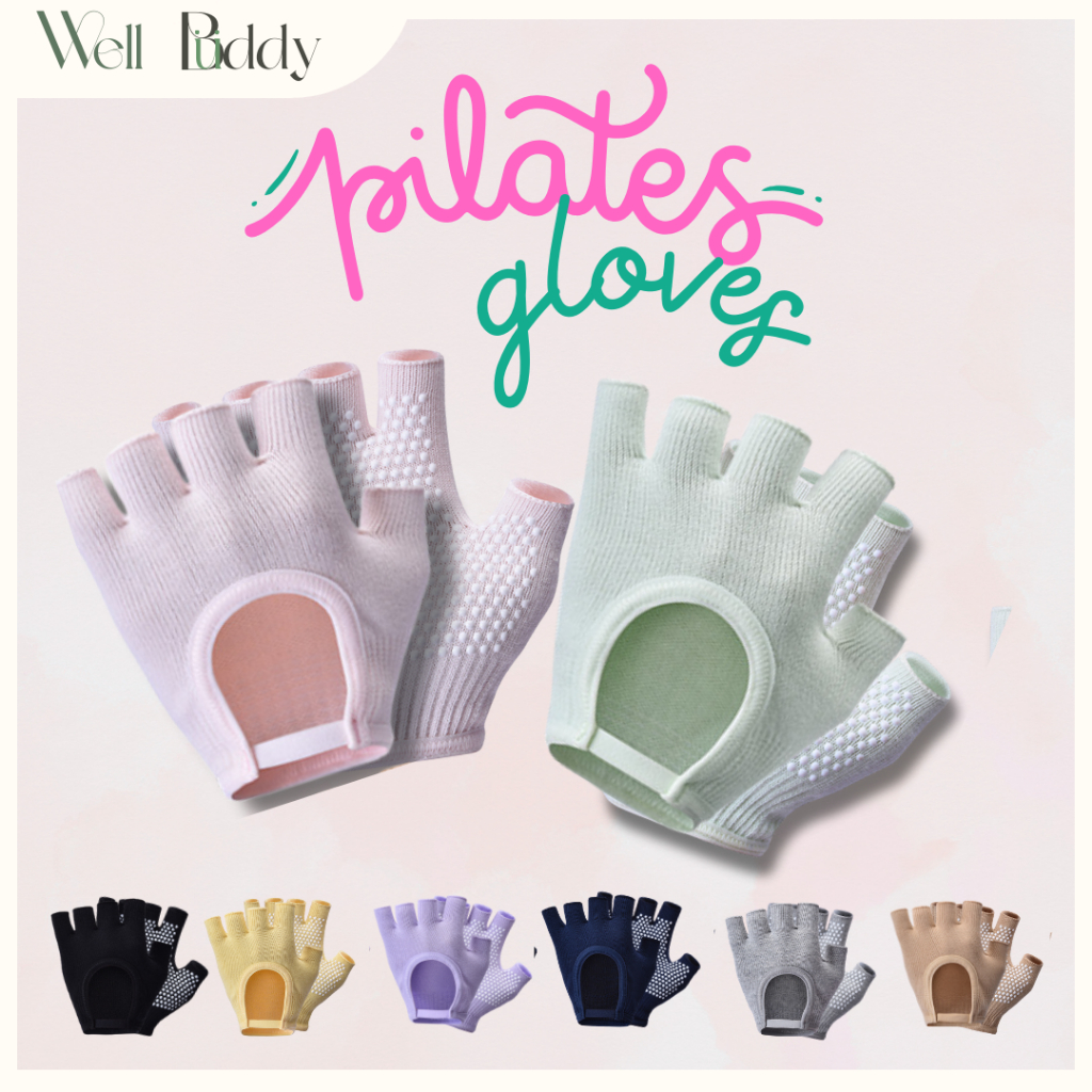 WellBuddy ถุงมือพิลาทิส ถุงมือกันลื่น (Pilates Gloves)