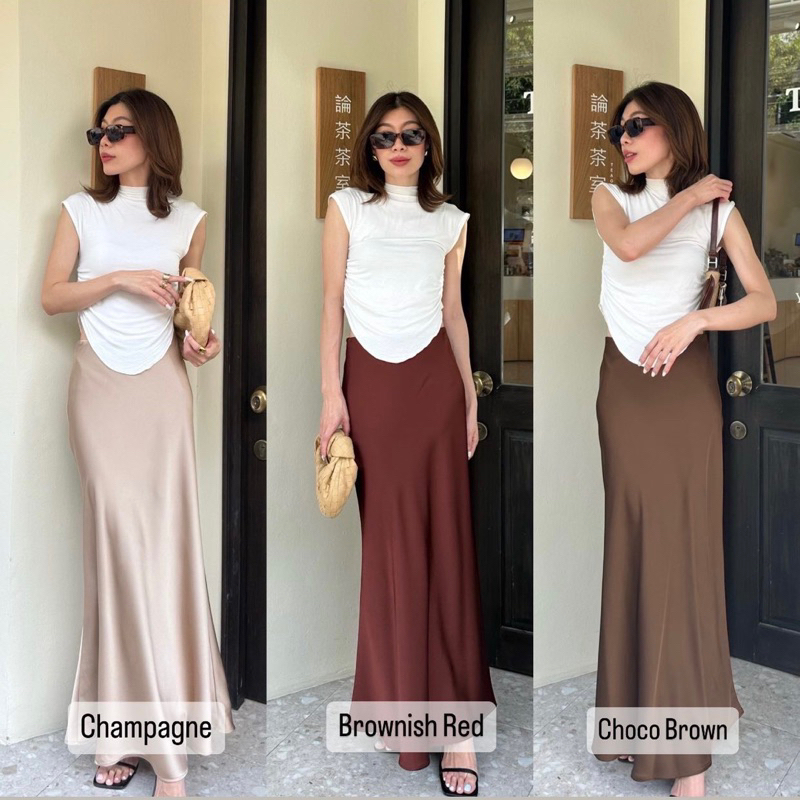 Maynita - Satin skirt กระโปรงผ้าซาติน