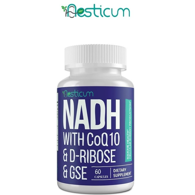 Aesticum NADH 50mg + CoQ10 200mg + D-Ribose 150mg Supplement, 600 Veggie Capsules (No.3443)
