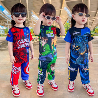 ชุดเซ็ทเด็ก เสื้อแขนสั้น+กางเกงขายาว ชุดเด็ก ลายซุปเปอร์ฮีโร…