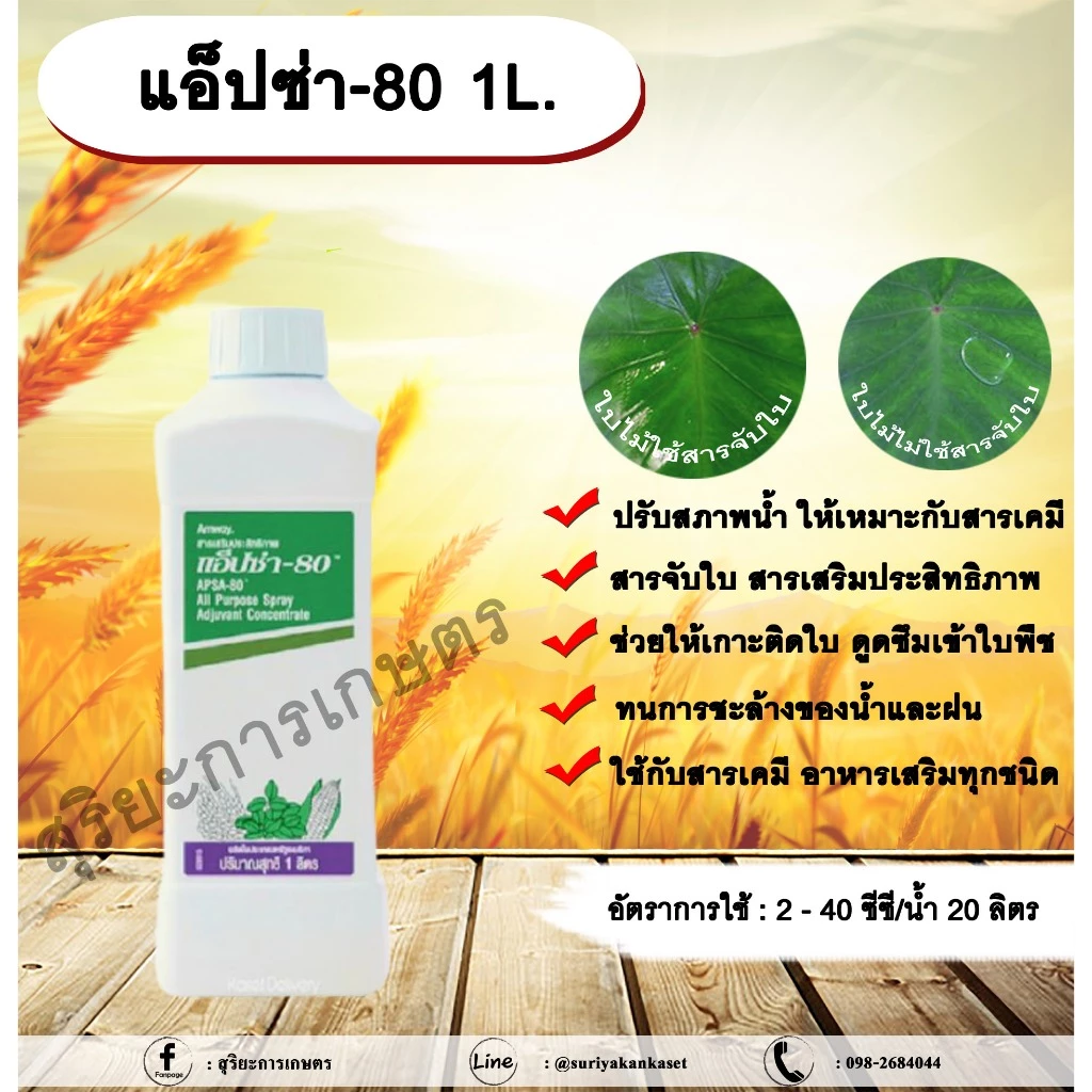 แอ็ปซ่า-80 1L. สารจับใบ สารเคลือบใบ สารปรับสภาพน้ำ และเพิ่มประสิทธิภาพ