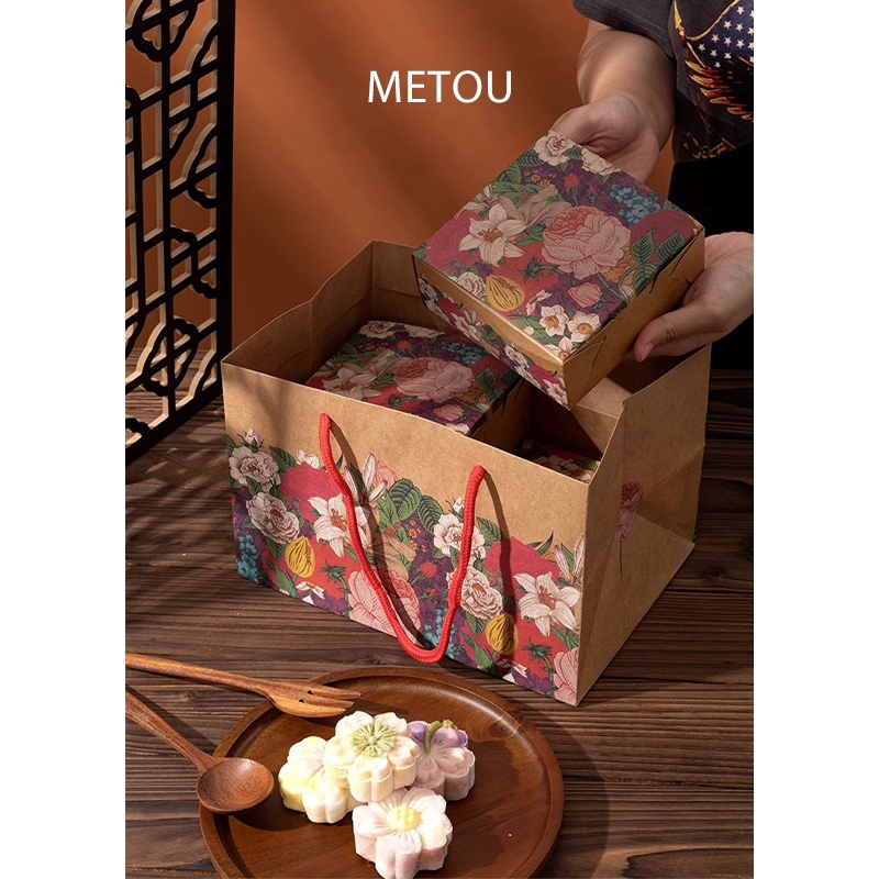 กล่องของขวัญของที่ระลึกเทศกาล, กล่องขนมไหว้พระจันทร์ดอกไม้, กล่องติ่มซํา