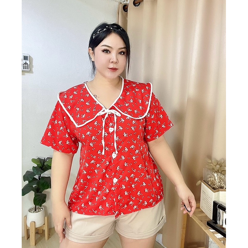 เสื้อสาวอวบ เสื้อสีแดง เสื้อไซส์ใหญ่ plus size วาเลนไทน์ อก 42-48“ หน้าผ้า 50”