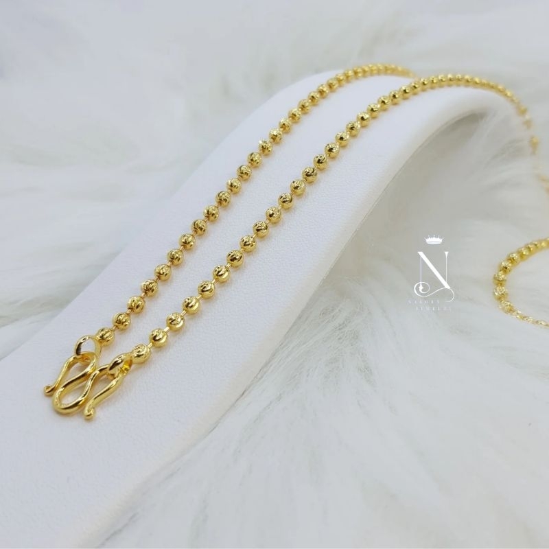 G1B สร้อยคอ เศษทอง24k ลายมูนคัท (หูห่วง) เม็ด3มิล เทียบเท่า1บาท พรีเมี่ยม เทียบแท้ สวยทนมาก ผู้หญิง