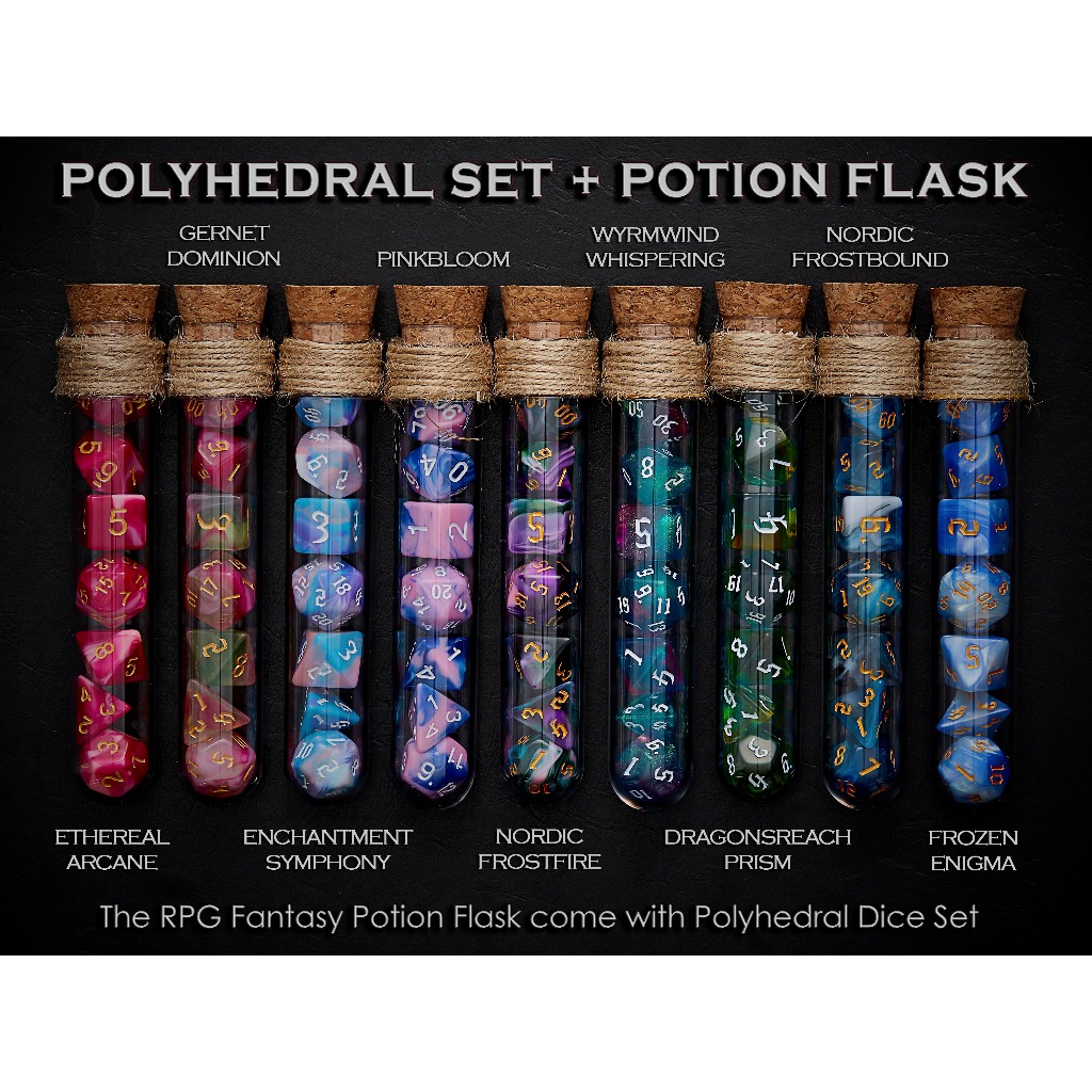Potion Flask with Dice Set of 7 | ลูกเต๋า Dice For DnD D&D MTG RPG TRPG เกมกระดาน บอร์ดเกม Game ไพ่ทาโรต์ Magic เมจิก