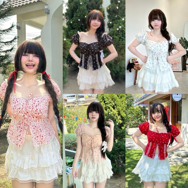 Nusa style เสื้อแขนตุ๊กตาลายดอก 🍯