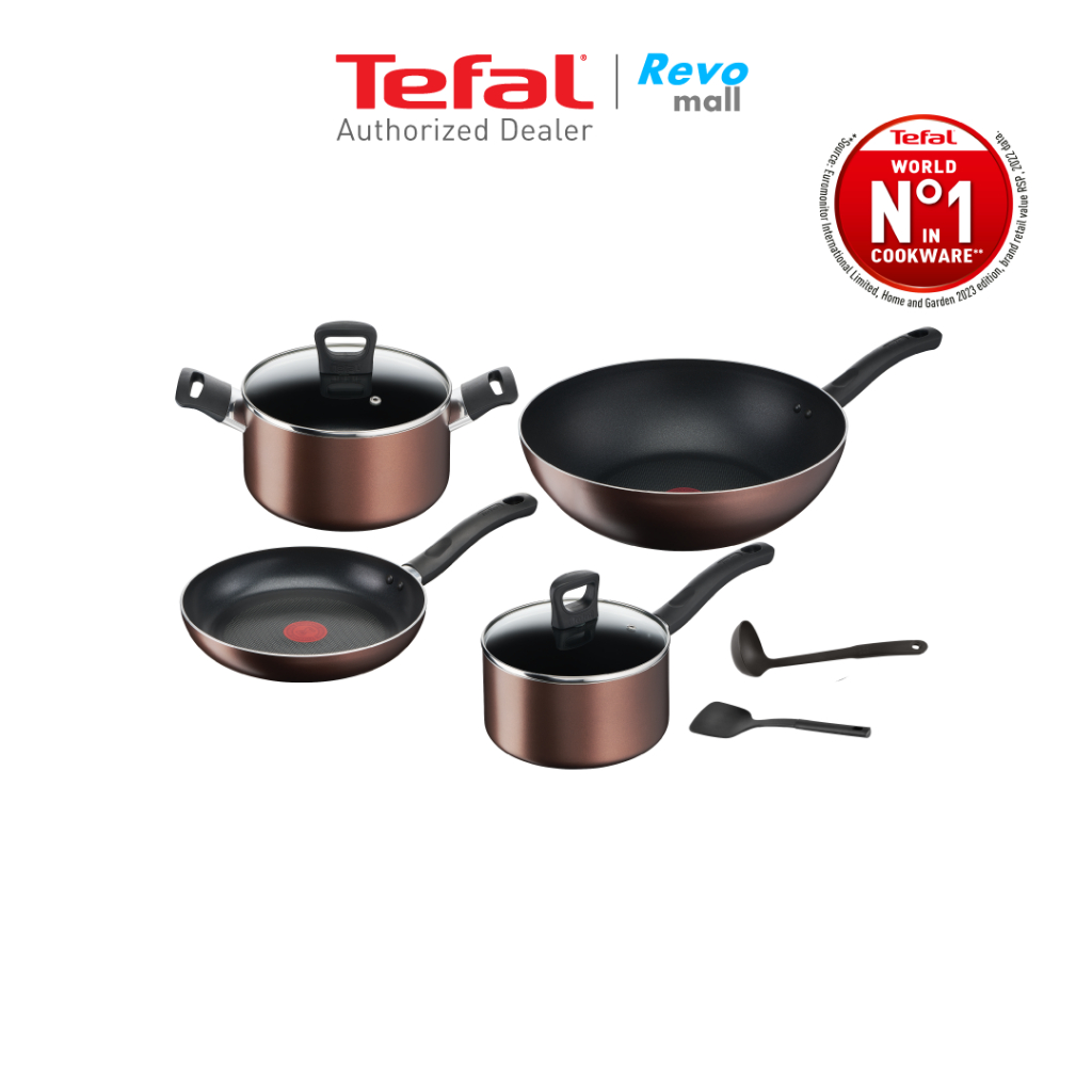TEFAL ชุดเครื่องครัว 8 ชิ้น Day by Day รุ่น G143S895 ก้นอินดักชั่น ใช้ได้กับเตาทุกประเภท