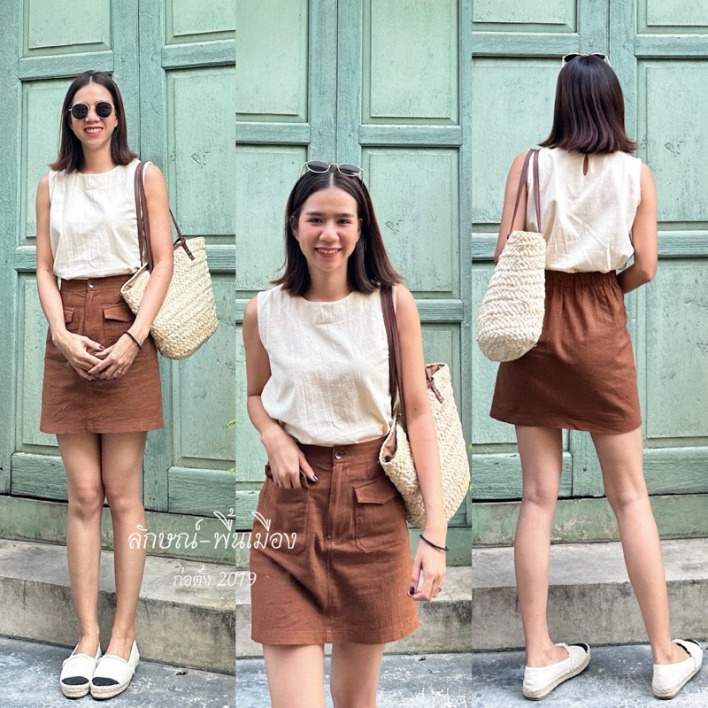 🧶ลักษณ์-พื้นเมือง🛒mini skirt กระโปรงสั้น กระโปรงผ้าฝ้าย ใส่เที่ยว ใส่ทำงาน🌼