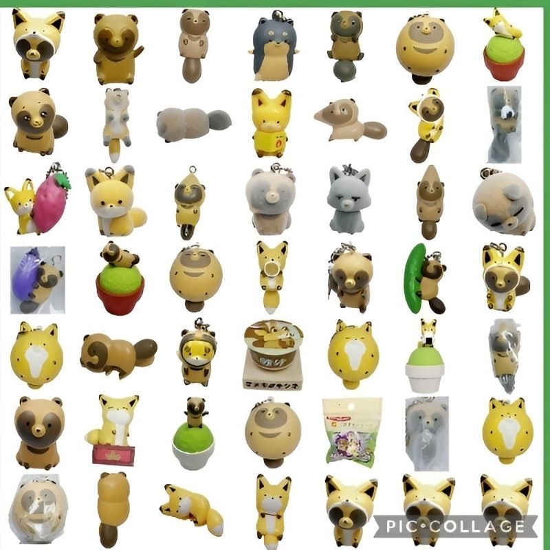 *พร้อมส่ง*  โมเดล กาชาปอง tanuki and kitsune  งานญี่ปุ่นแท้