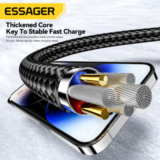 Essager 65W สายชาร์จเร็วแบบ4-In-1 Type-C C-C A-C สายเคเบิล สายชาร์จสำหรับ Xiaomi IP Huawei Realme