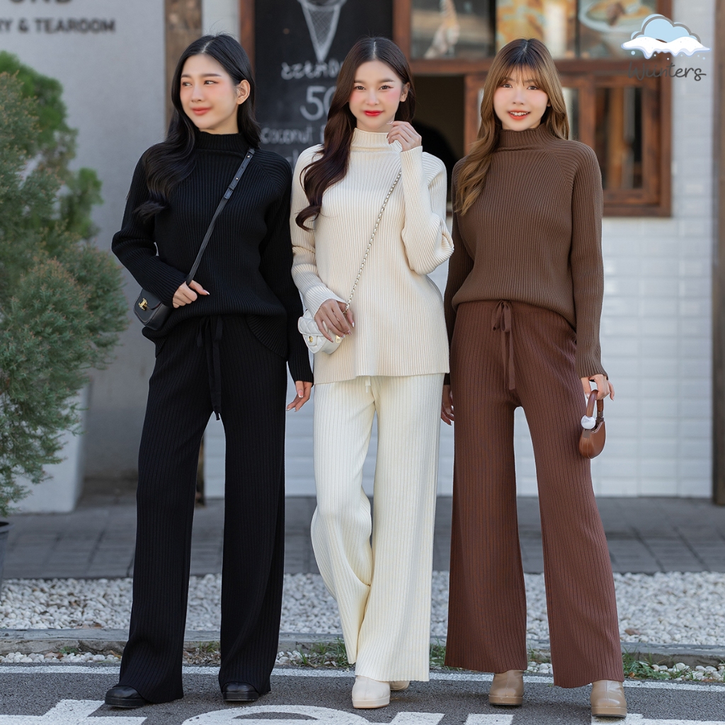 [ LB-041 I Ginger Peen Neck Sweater I Ginnie Knitted Pant ] เสื้อไหมพรมคอปีน I กางเกงไหมพรม มีเชือก ปรับเอวได้