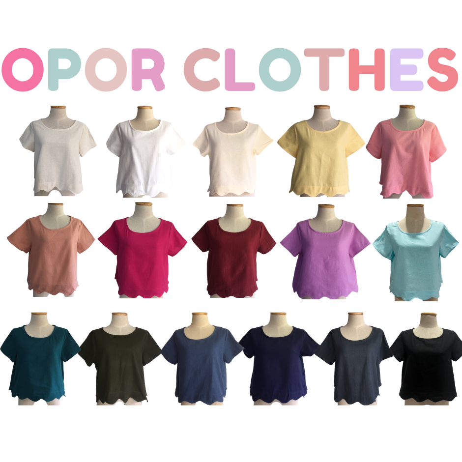 เสื้อครอปชายโค้งผ้าฝ้ายหลากสี-แขนสั้น OT006-V1