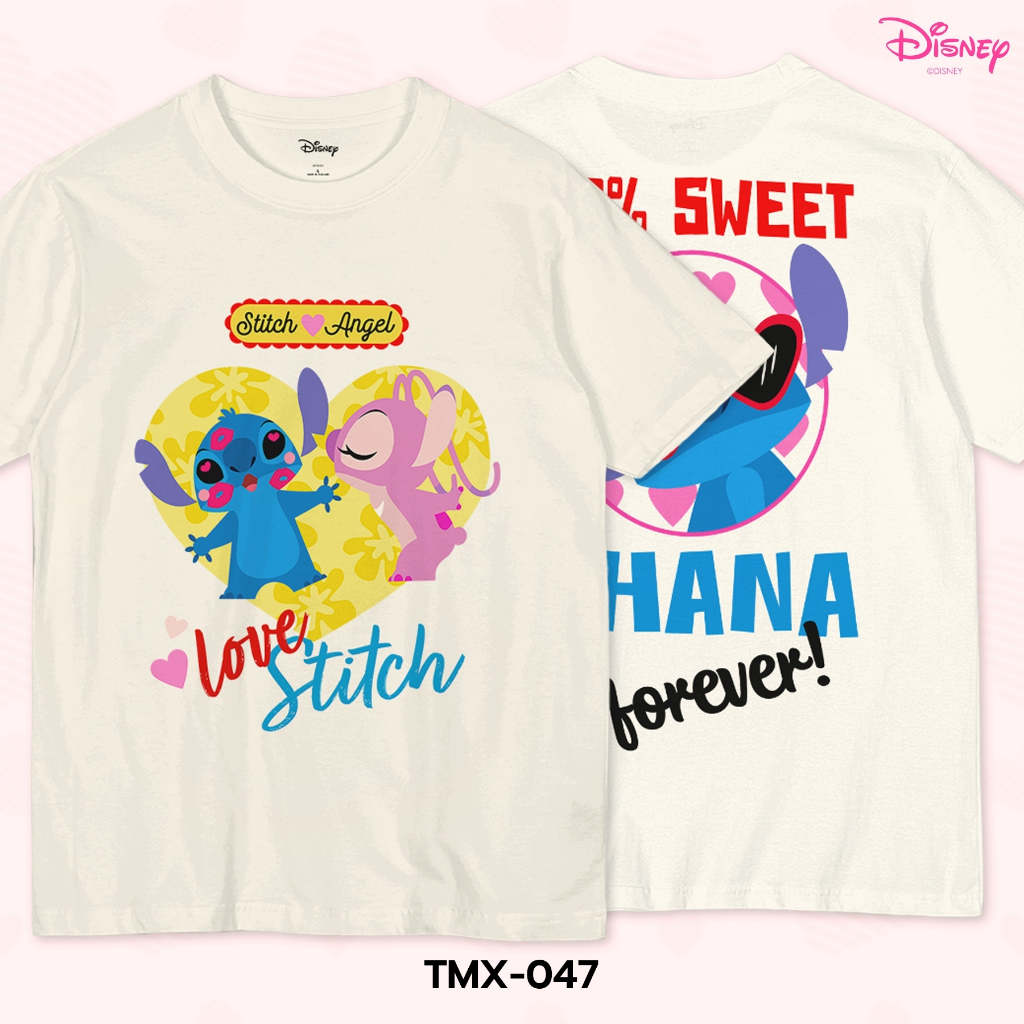 Power 7 Shop เสื้อยืดการ์ตูน ลาย"สติทซ์" ลิขสิทธิ์แท้ DISNEY(TMX-047-สีครีม)