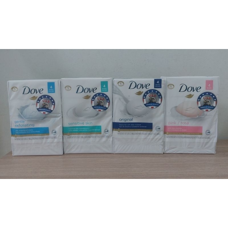 Dove original gentle sensitive and pink  bar soap 4 ก้อน (106g×4) 425g.product of usa