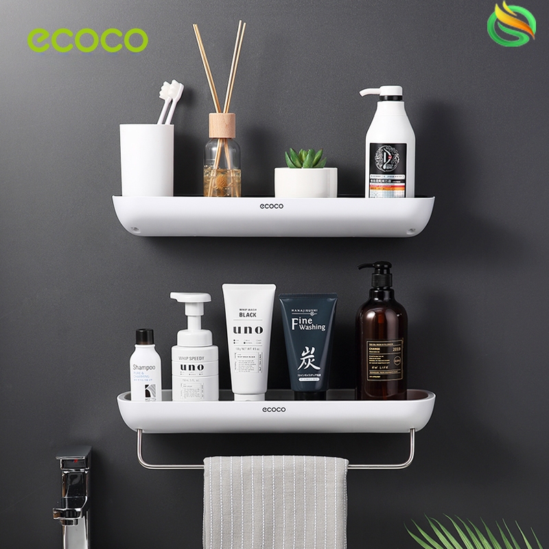 [พร้อมส่ง]Ecoco ชั้นวางของในห้องน้ำ ติดผนัง รับน้ำหนักเยอ 2 ชั้น 3 ชั้น ชุดค่าผสมฟรี พร้อมสติ๊กเกอร์  E1923