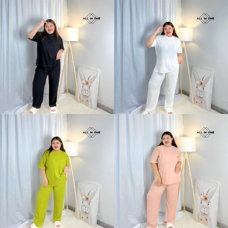 ชุดเซ็ตสาวอวบ Set 2 ชิ้น เสื้อแขนสั้น กางเกงขายาว อก 60 น้ำหนัก 100++ ใส่ได้ TZ9998