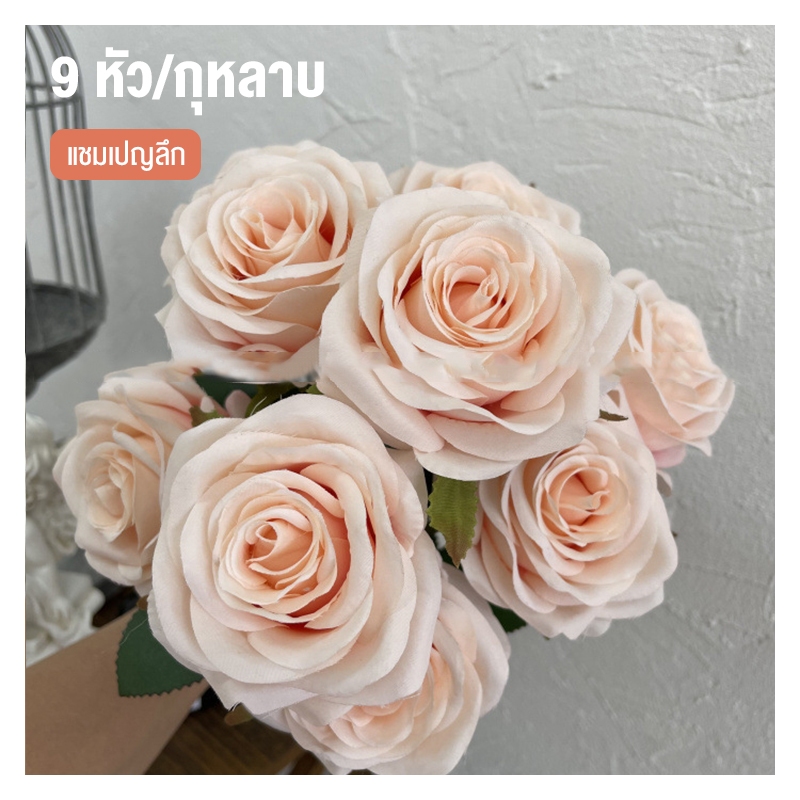 จัดส่งตลอด 24 ชั่วโมง จําลอง 9 หัวถือดอกกุหลาบตกแต่งงานแต่งงานจัดดอกไม้