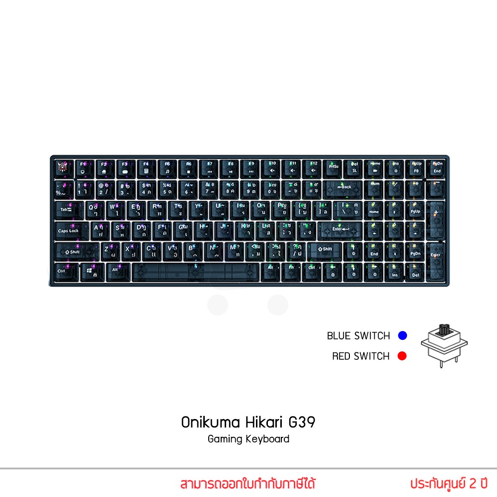 Onikuma Hikari G39 Gaming Keyboard ไฟ RGB 100 Keys THAI/ENG