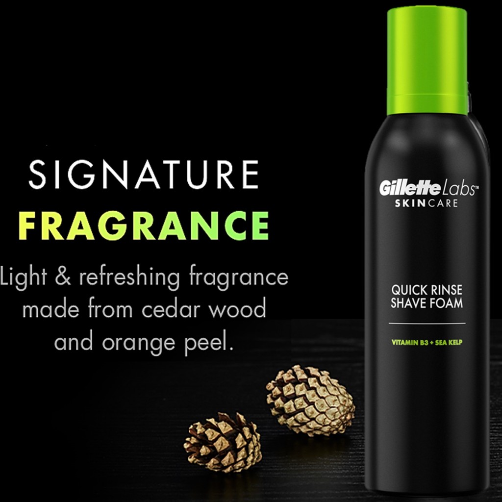 Gillette Labs by Gillette Quick Rinse Shaving Foam for Men 240ml โฟมโกนหนวดสูตรพิเศษมีส่วนผสมของวิตา
