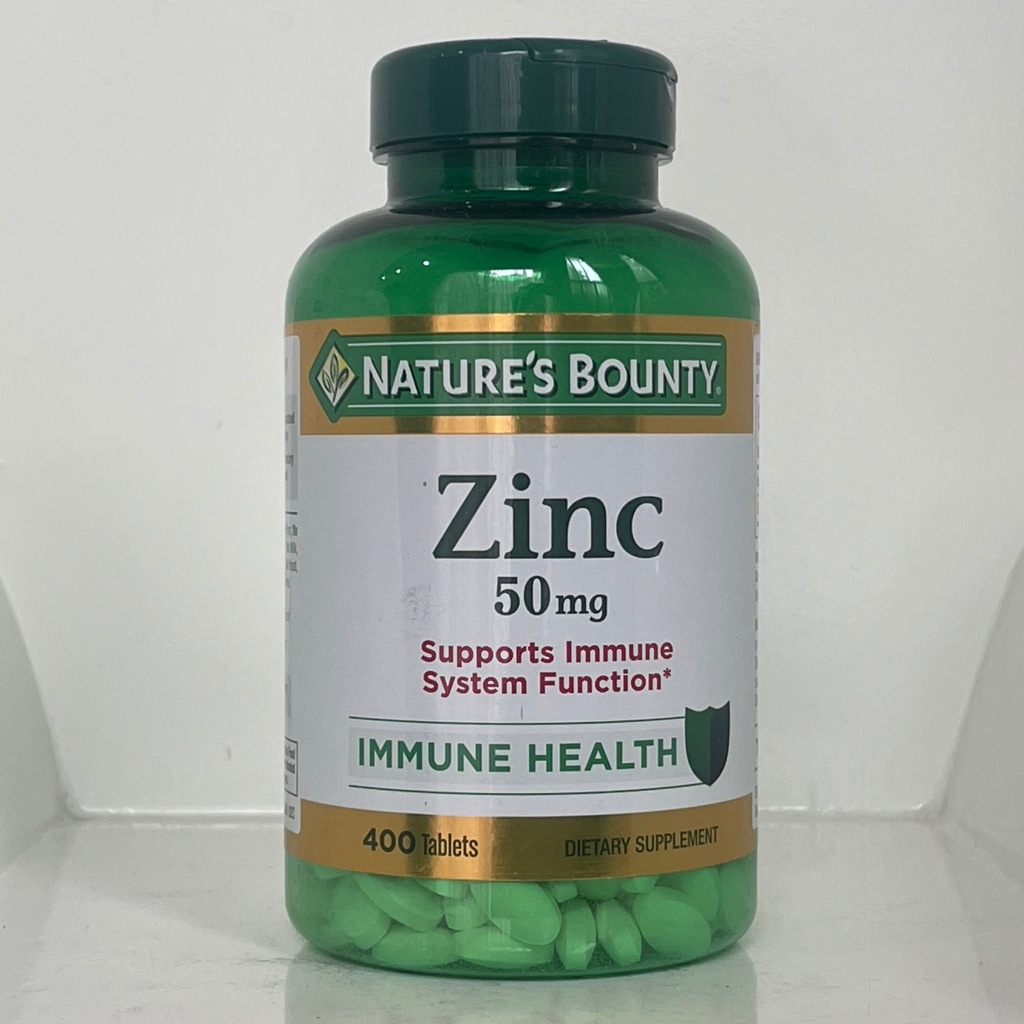 Nature's Bounty Zinc 50 mg 400 Tablets สร้างโปรตีนและคอลลาเจนสังกะสีมีความจำเป็นต่อการสร้าง DNA