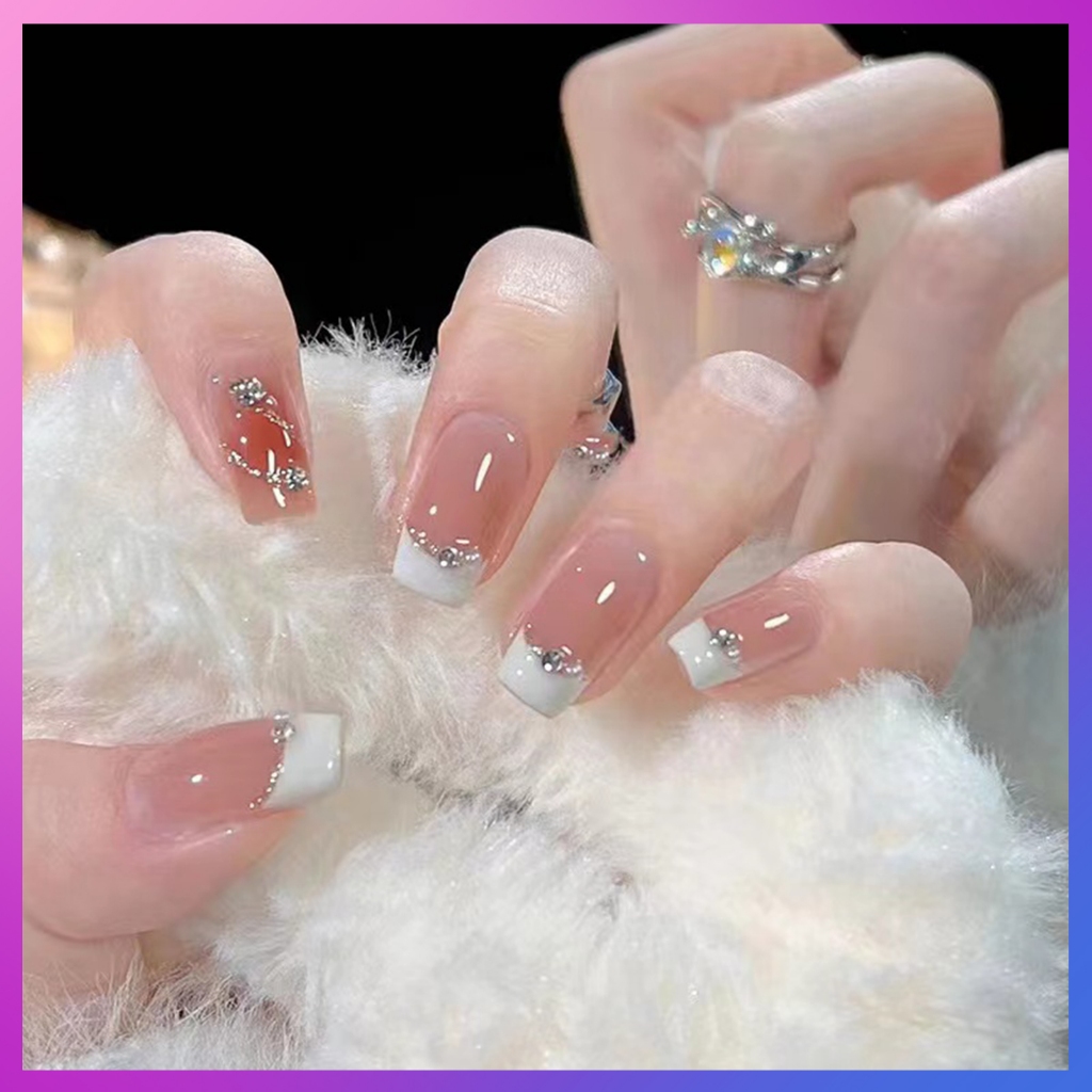 เล็บปลอม แฟลชเจาะ [DD602]3Dเล็บปลอมสำเร็จรูป กันน้ำ หลากหลายสไตล์ กล่องละ 24 ชิ้น