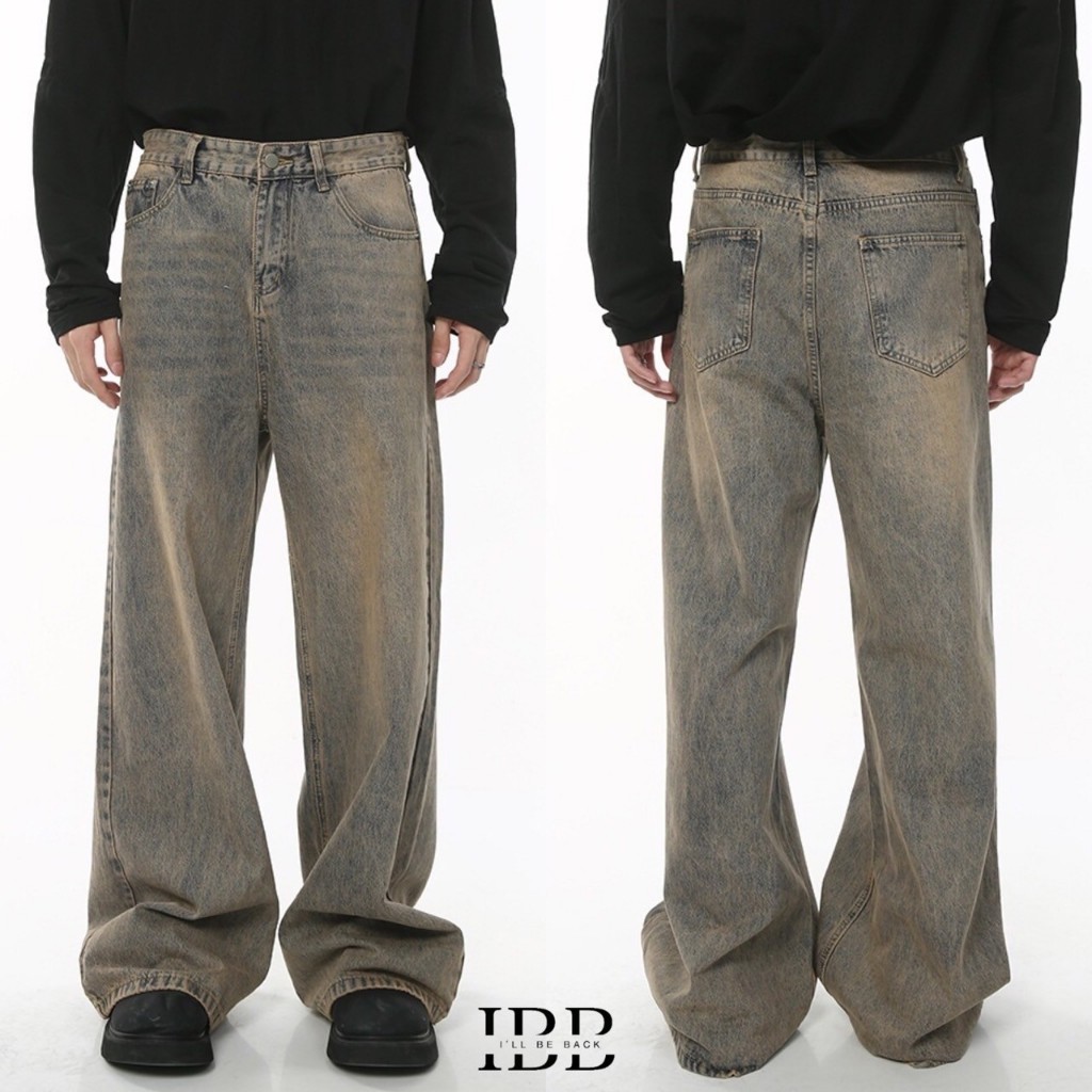 IBB ORION BAGGY JEAN กางเกงยีนส์สีสนิมเอวสูงทรงกระบอกใหญ่
