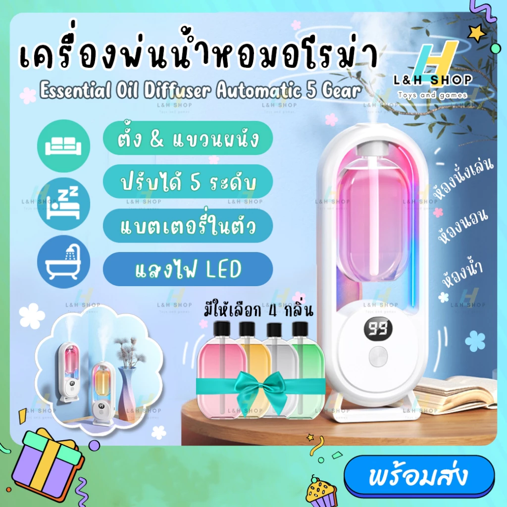 เครื่องพ่นน้ำหอม PW2 อัตโนมัติ ชาร์จ USB น้ำหอมปรับอากาศ อโรม่า มีจอแสดงผล automatic spray aroma Fragrance Machine