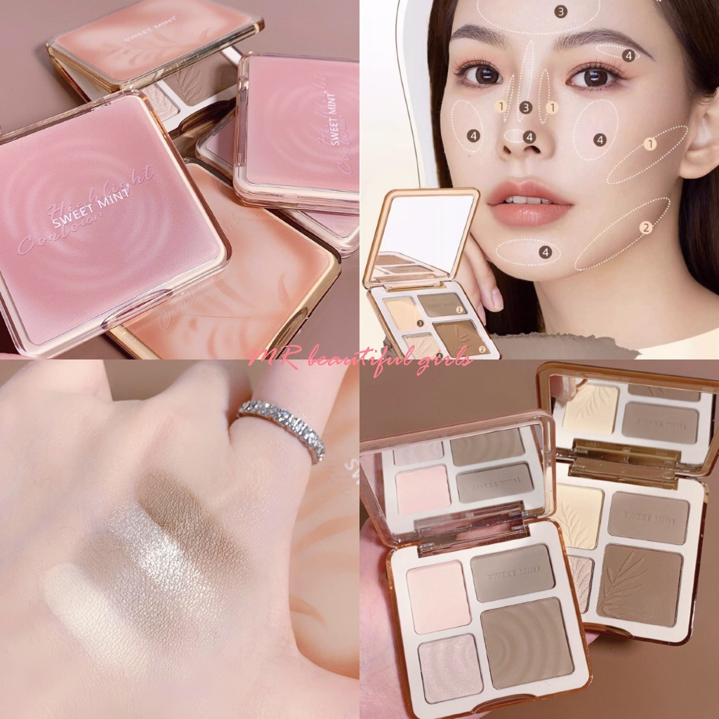 MR Beautiful Girl ❤️Sweet Mint❤️ พาเลทคอนทัวร์ ไฮไลท์เฉดดิ้ง พาเลทไฮไลท์เฉดดิ้ง สร้างมิติ คอนทัวร์ กันน้ำ ติดทนยาวนาน