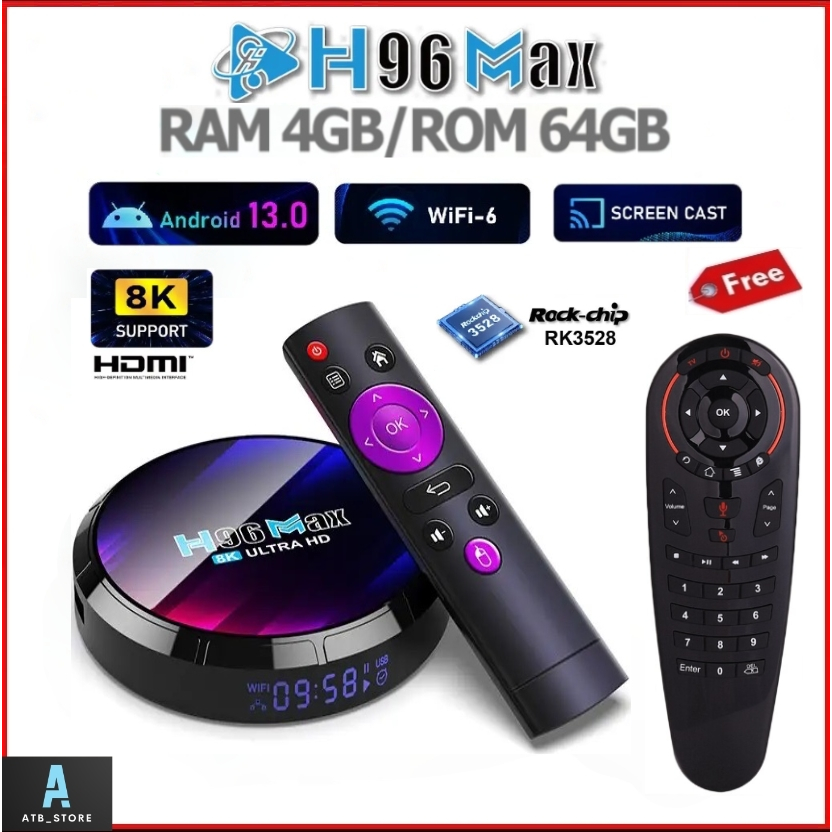 -รุ่นใหม่ปี2024- H96MAX RK3528 แรม 4GB / 64GB Android 13 Rockchip RK3528 Wifi 5G Bluetooth Lan100M A