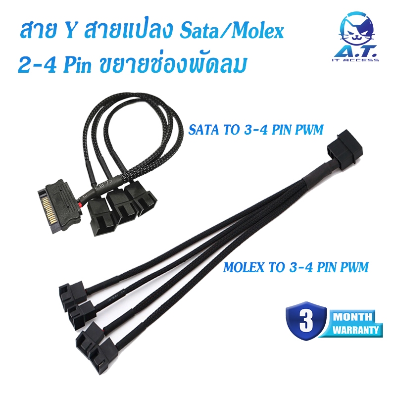 ⚡🔥 สาย Y สายแปลง Sata to 3-4 PIN PWM / MOLEX to 3-4 PIN PWM 🔥⚡