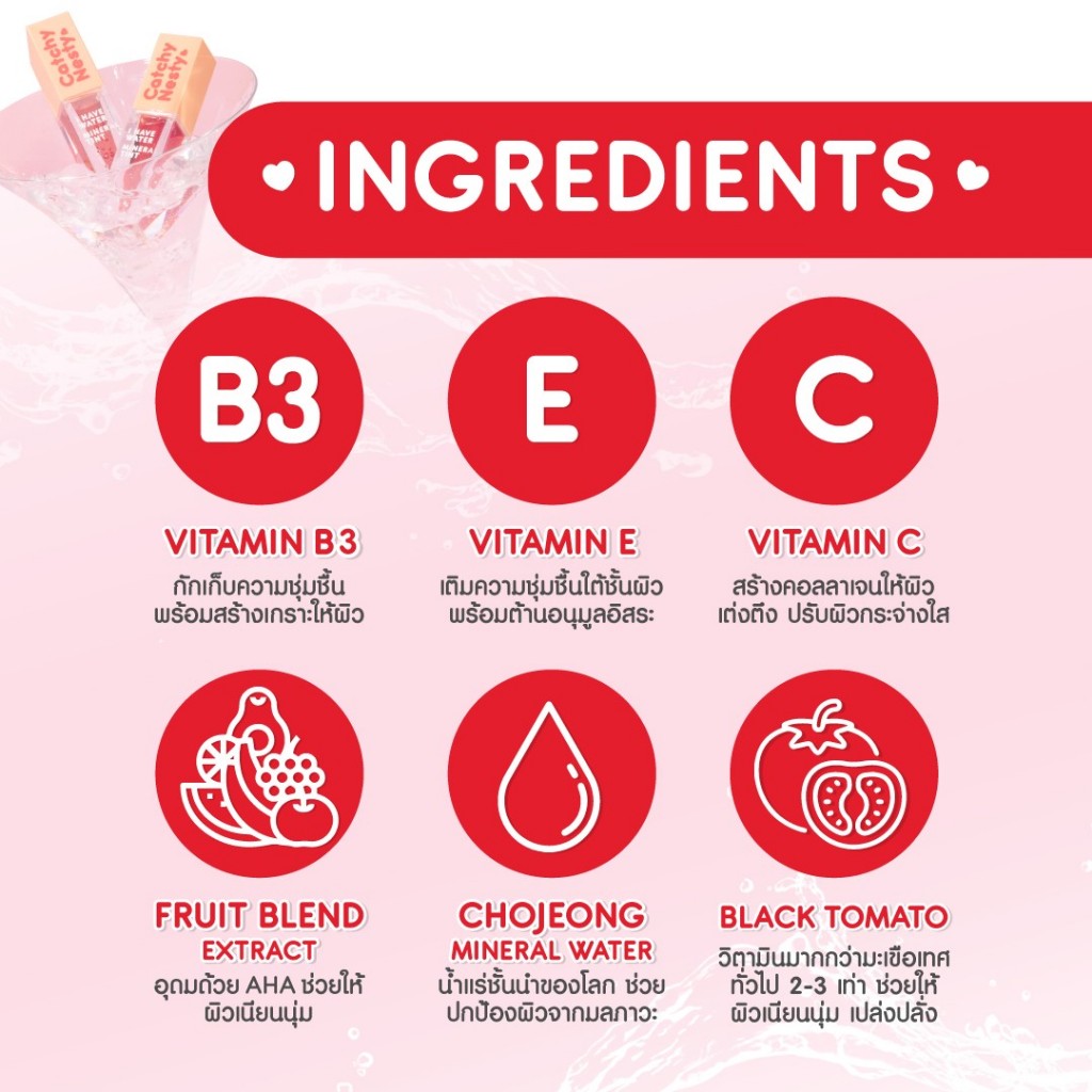 ถูก/แท้/มีไลฟ์ ลิป Catchy Nesty I Have Water Mineral Tint ลิปเนสตี้ ทิ้นน้ำ ลิปทินท์ สีสดใส เบาสบาย บำรุงปาก ชุ่มชื้น - รูปที่ 4